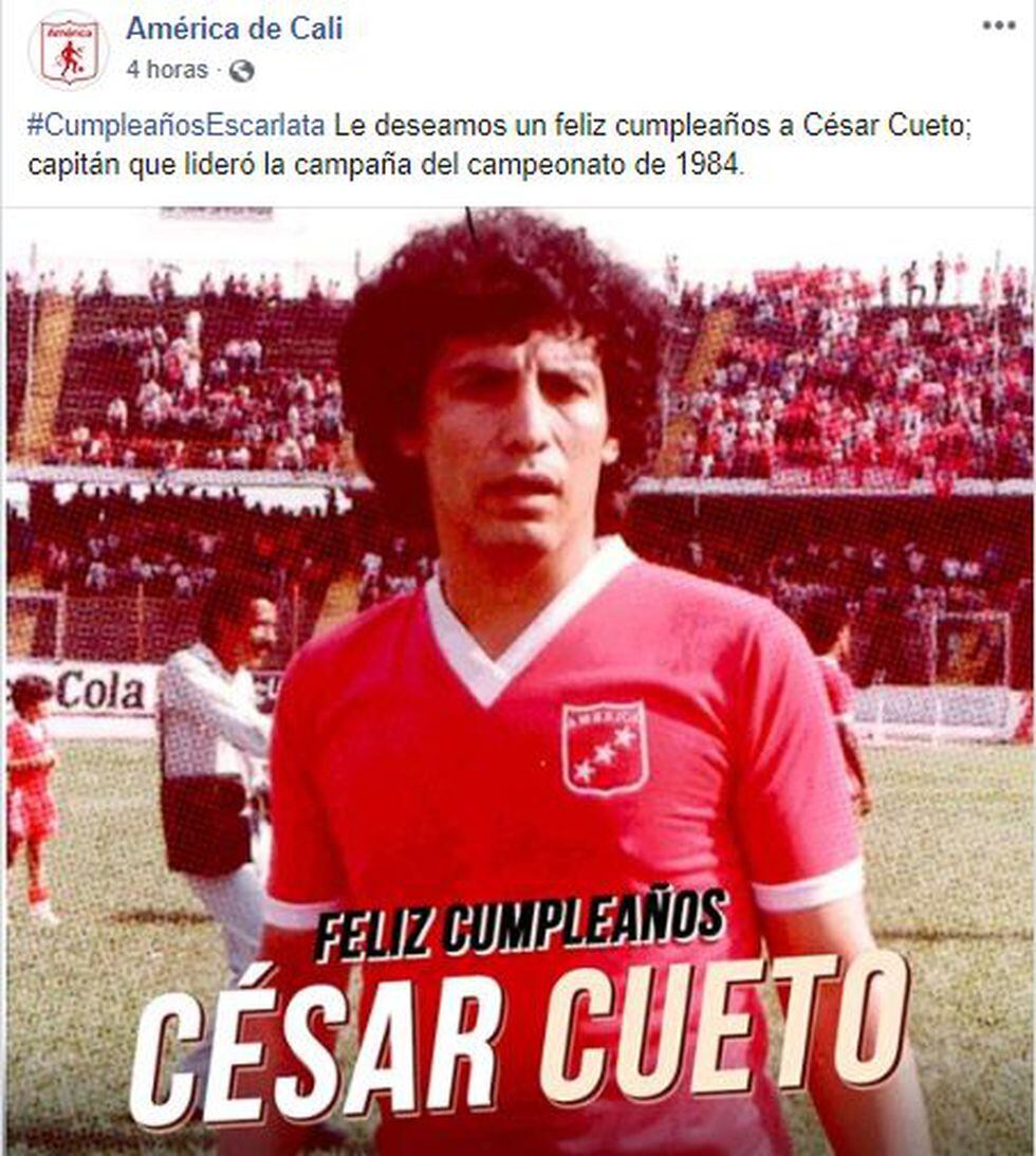 El saludo de América de Cali a César Cueto.