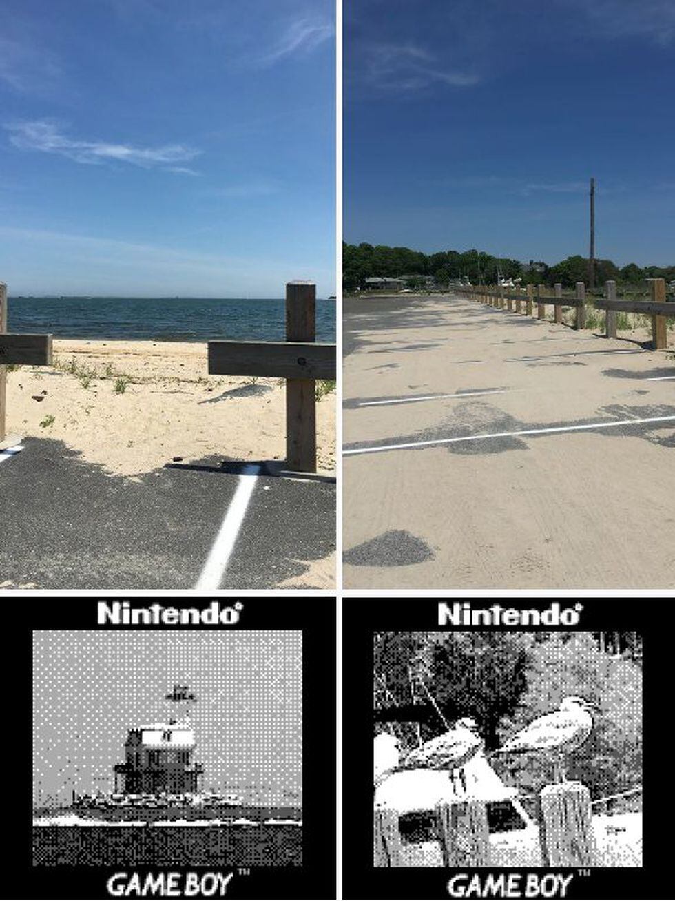 Panorama (arriba) y fotos captadas con el lente Canon del Game Boy (Foto: Sebastiaan Ekeler)