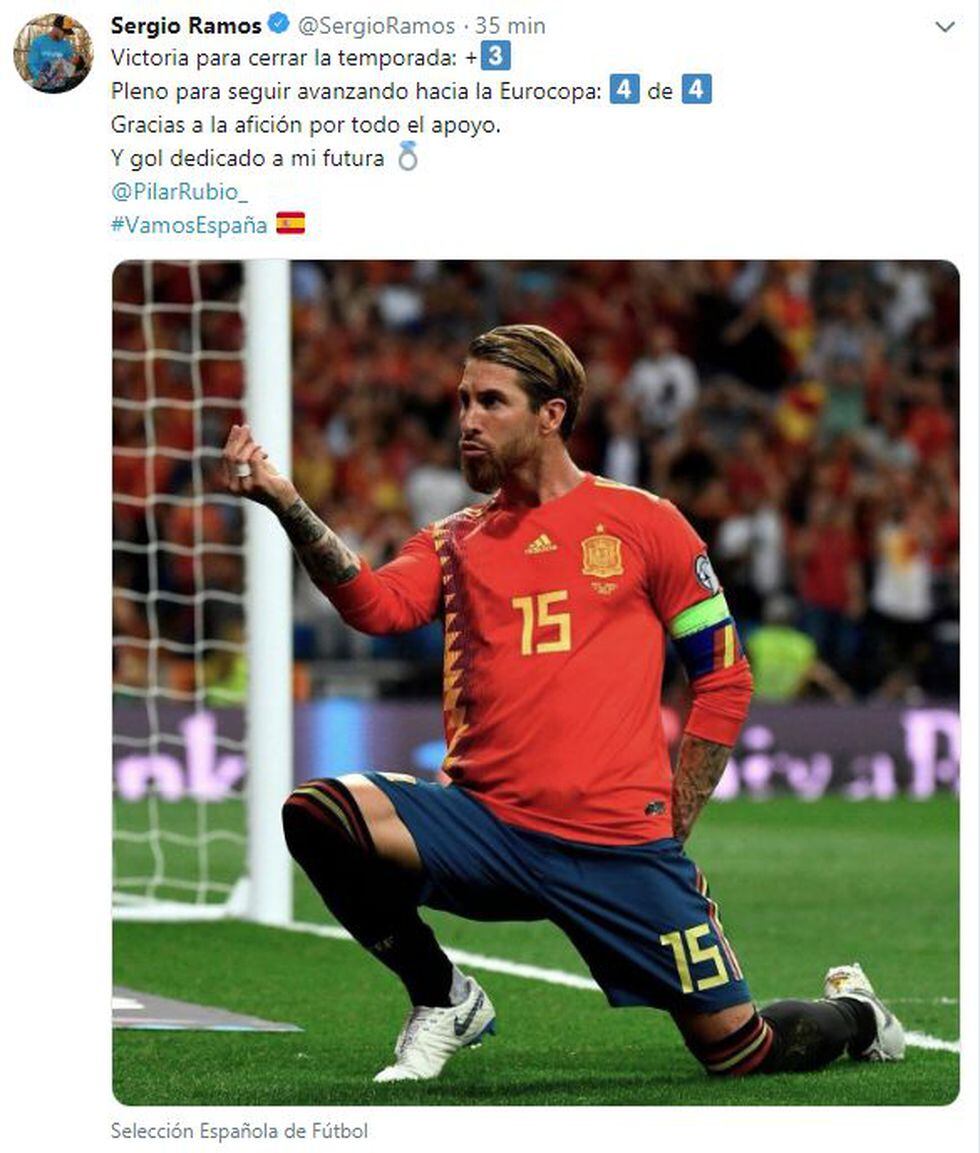 El festejo de Ramos dedicado a Pilar Rubio.