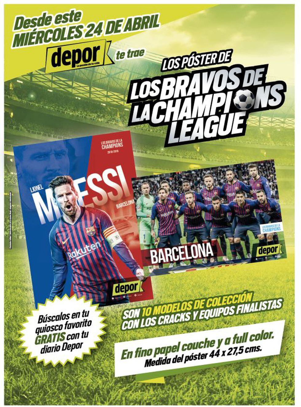 Depor te trae los posters de la Champions League.