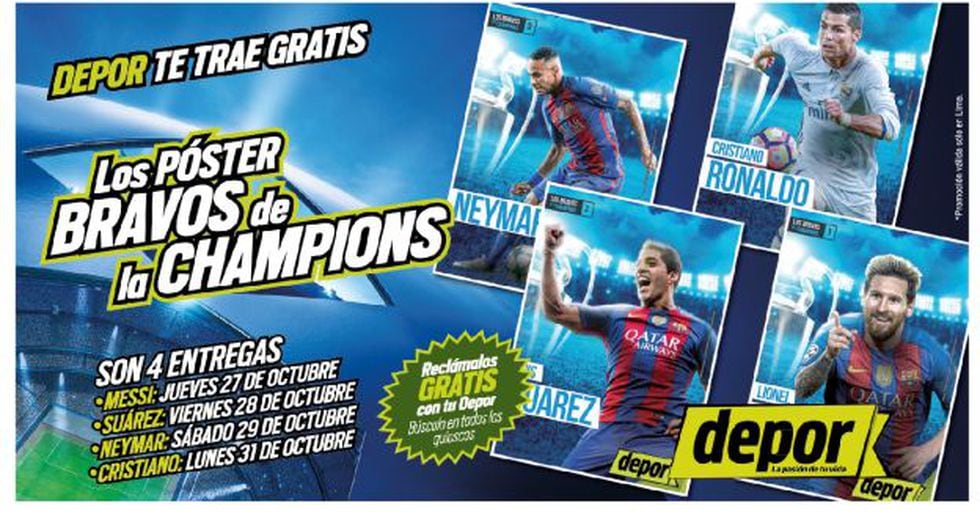 Depor te trae gratis los póster de los bravos de la Champions League.