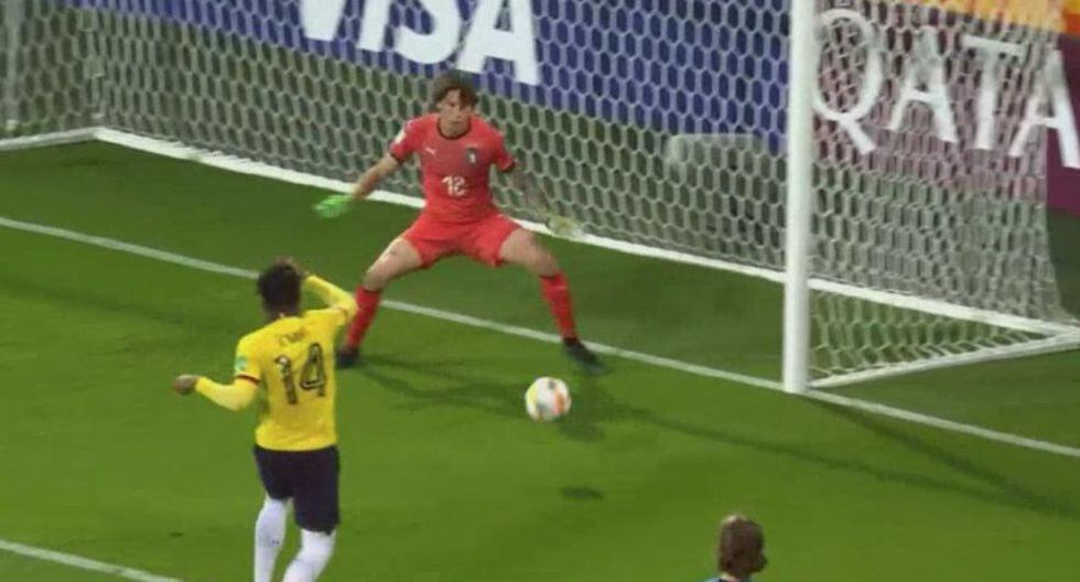 Gol de Richard Mina para el 1-0 de Ecuador contra Italia por el tercer puesto del Mundial Sub 20 de Polonia 2019. (Twitter)