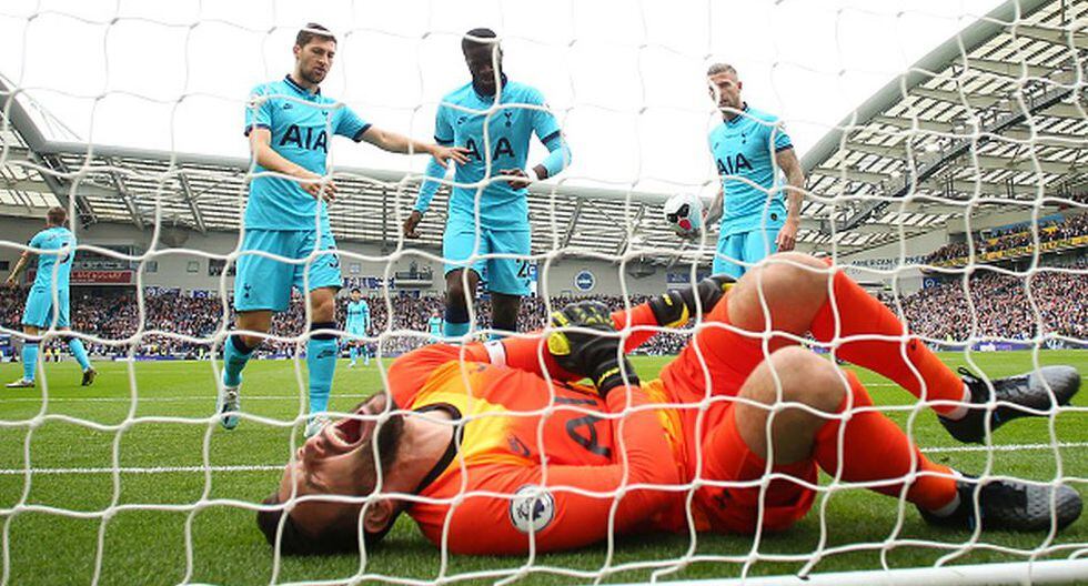 Hugo Lloris salió lesionado a los 2 minutos ante Brihgton. (Getty)