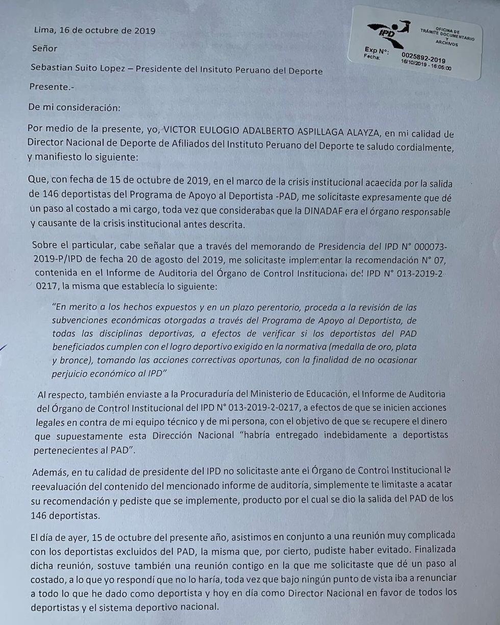 Carta de Victor (Twitter)