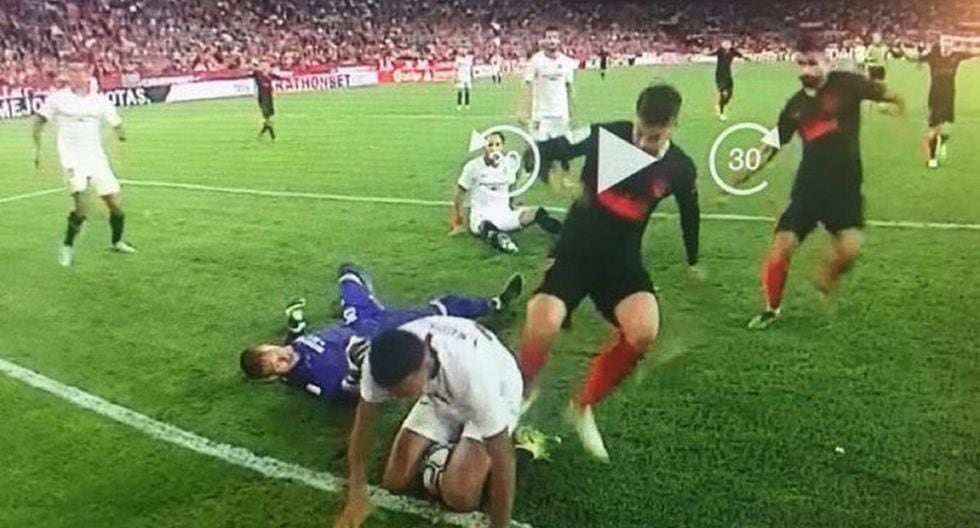 La polémica jugada entre Atlético de Madrid y Sevilla. (ESPN)