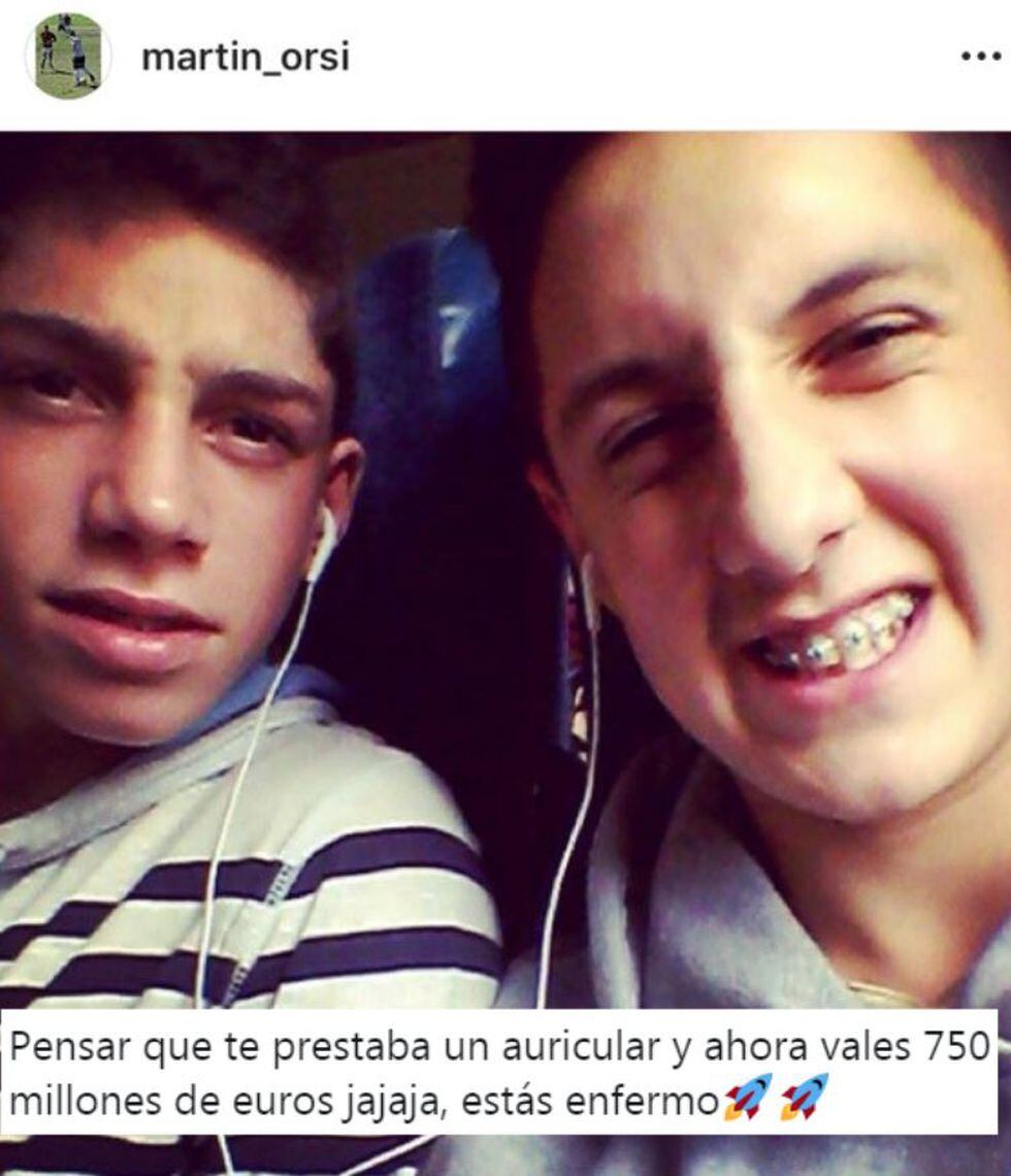 Amigo de Valverde y la curiosa imagen en Instagram de la infancia de ambos. (@martin_orsi)