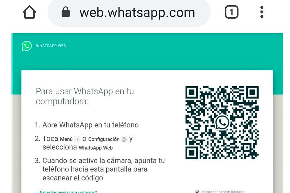 Una de las opciones para usar tu misma cuenta de WhatsApp en otro móvil es a través de WhatsApp Web. (Foto: Captura)