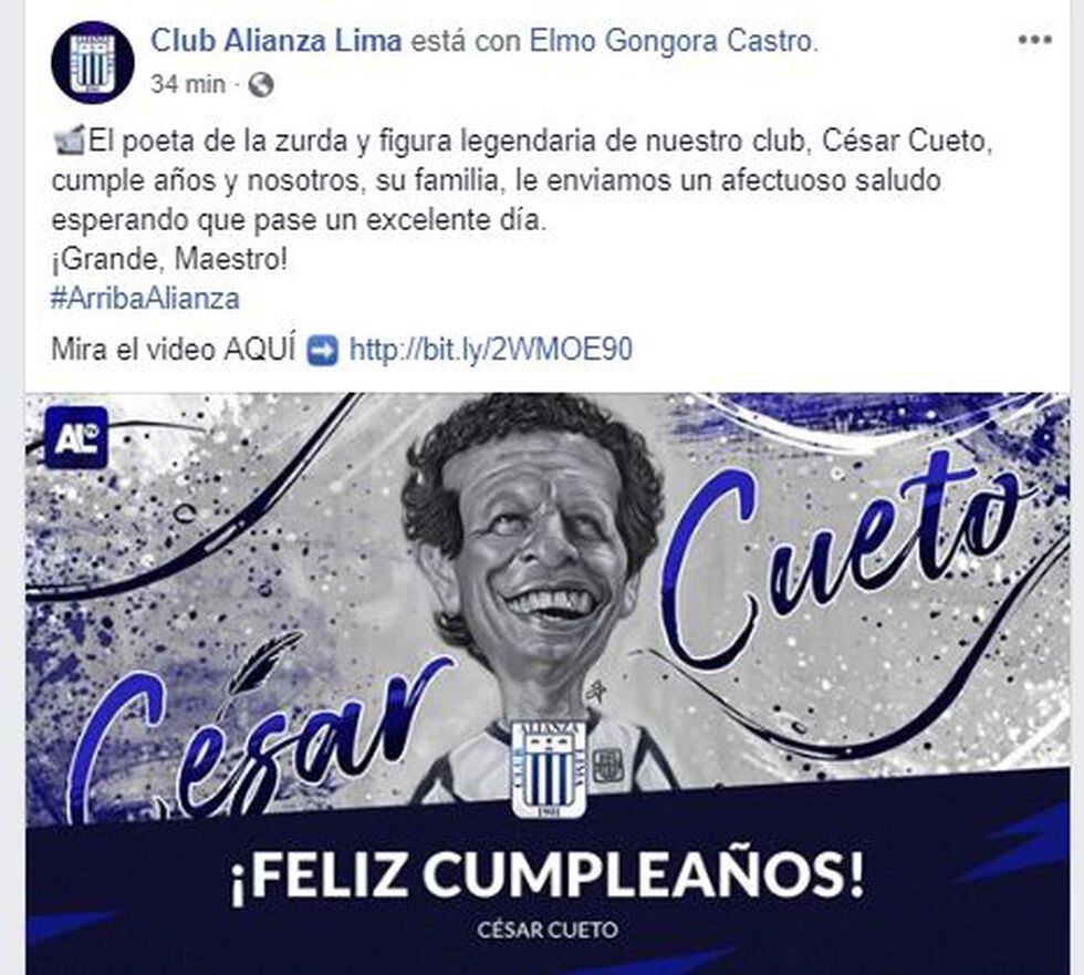 El saludo de Alianza Lima a César Cueto.