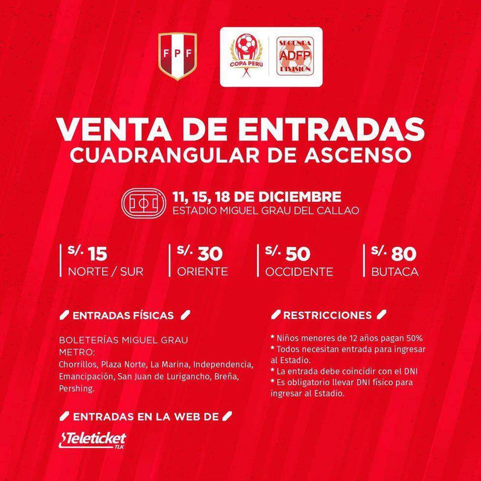 Estos son los precios para el Cuadrangular Final.