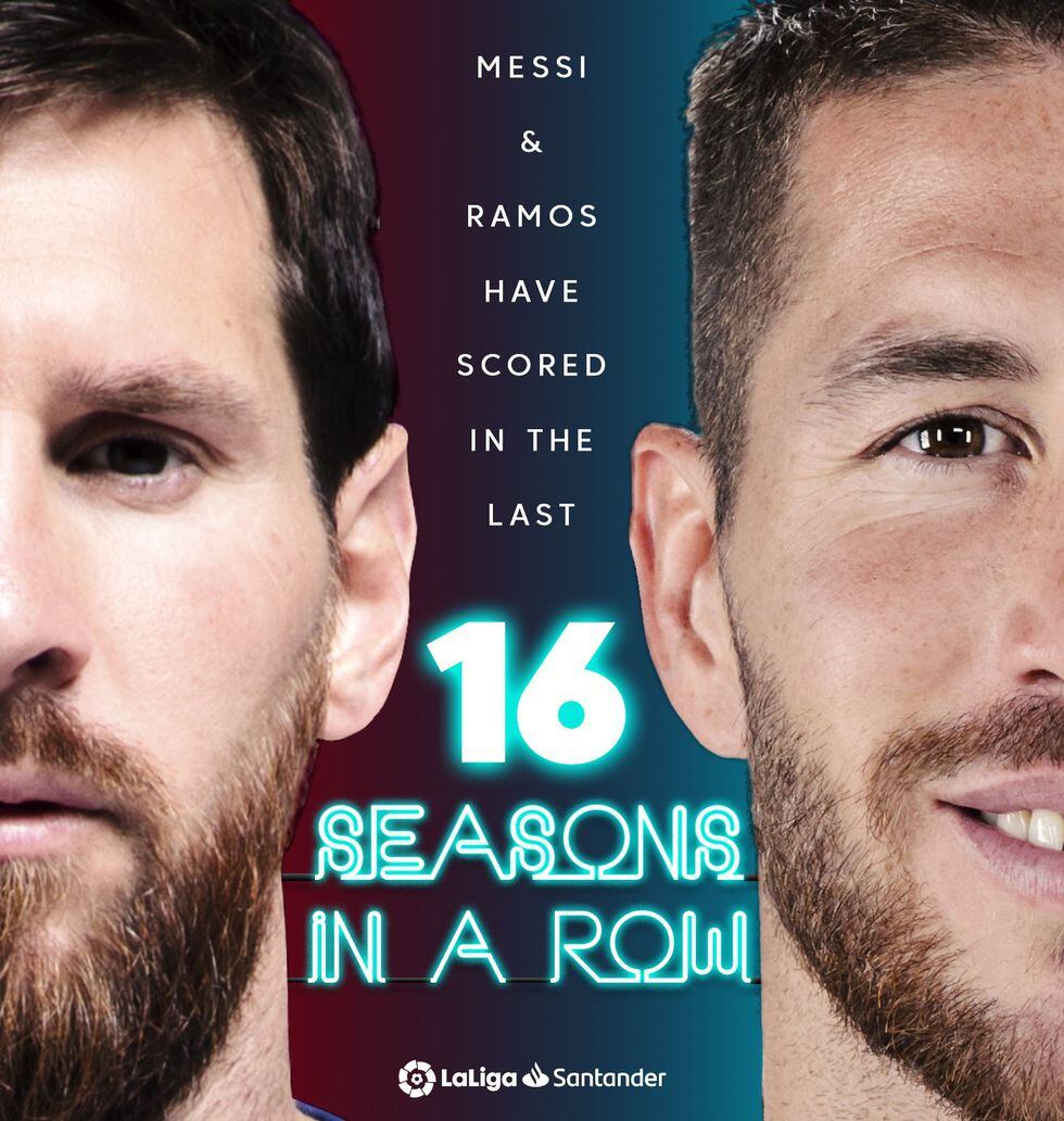 Sergio Ramos ha marcado en 16 temporadas consecutivas de LaLiga Santander