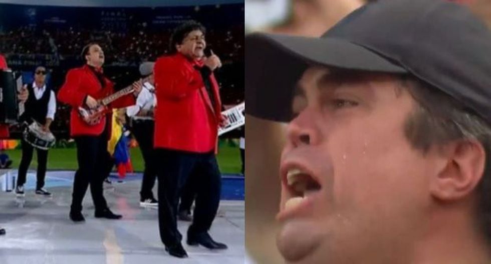 El grupo Los Palmeras puso el ambiente de fiesta a la final de la Copa Sudamericana. (Captura: DirecTV Sports)