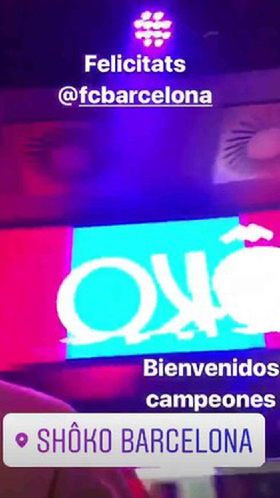 Así le dieron la bienvenida al Barcelona a la discoteca Shoko.
