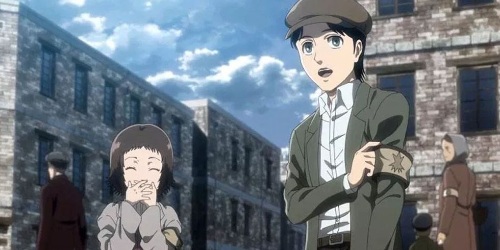 Grisha Jaeger y su hermana saliendo al pueblo (Foto: Wit Studio)