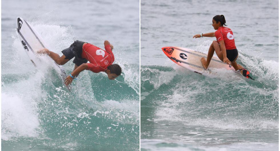 Raúl Ríos y Sol Aguirre haciendo maniobras en el Oi Pro Junior Series - SP. (Foto: WSL)