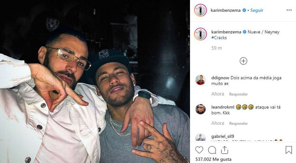 Esta es la imagen de Benzema junto a Neymar. (Foto: @karimbenzema)