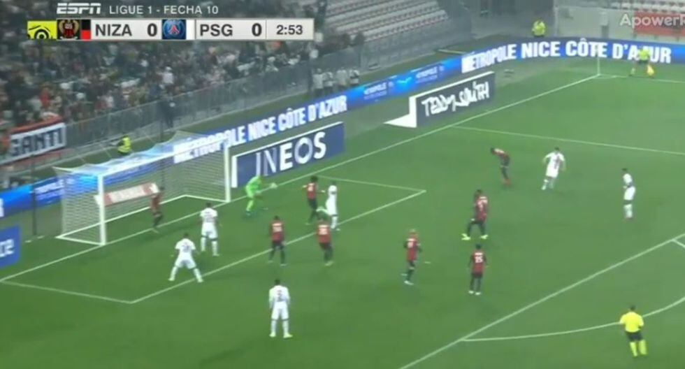 Walter Benítez y la brutal 'triple' atajada en el PSG vs. Niza que se volvió viral. (Captura/ESPN)