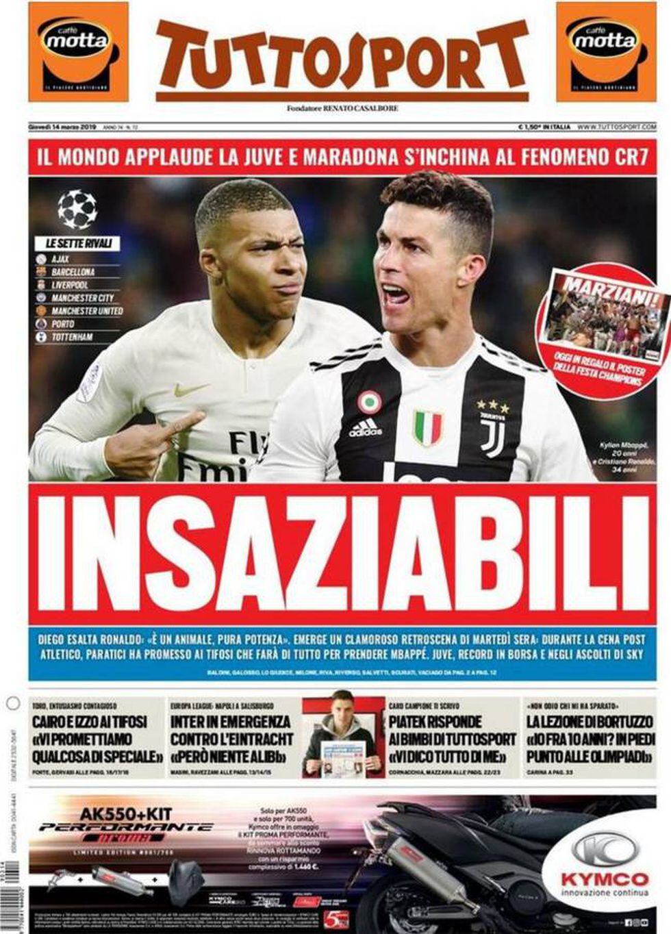 Esto pone la prensa italiana sobre Kylian Mbappé y Juventus. (Tuttosport)