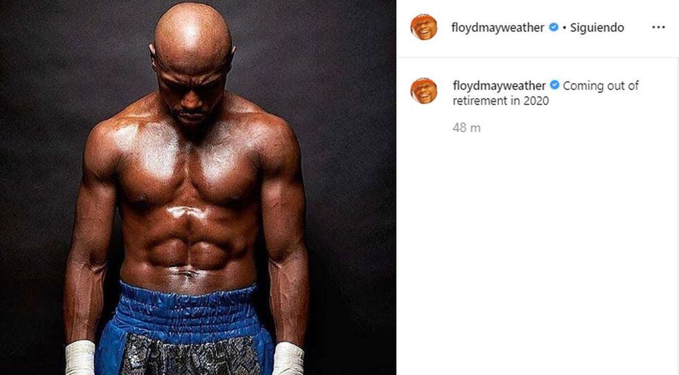 Publicación de Floyd Mayweather en la que anuncia su regreso a la acción. (Instagram)
