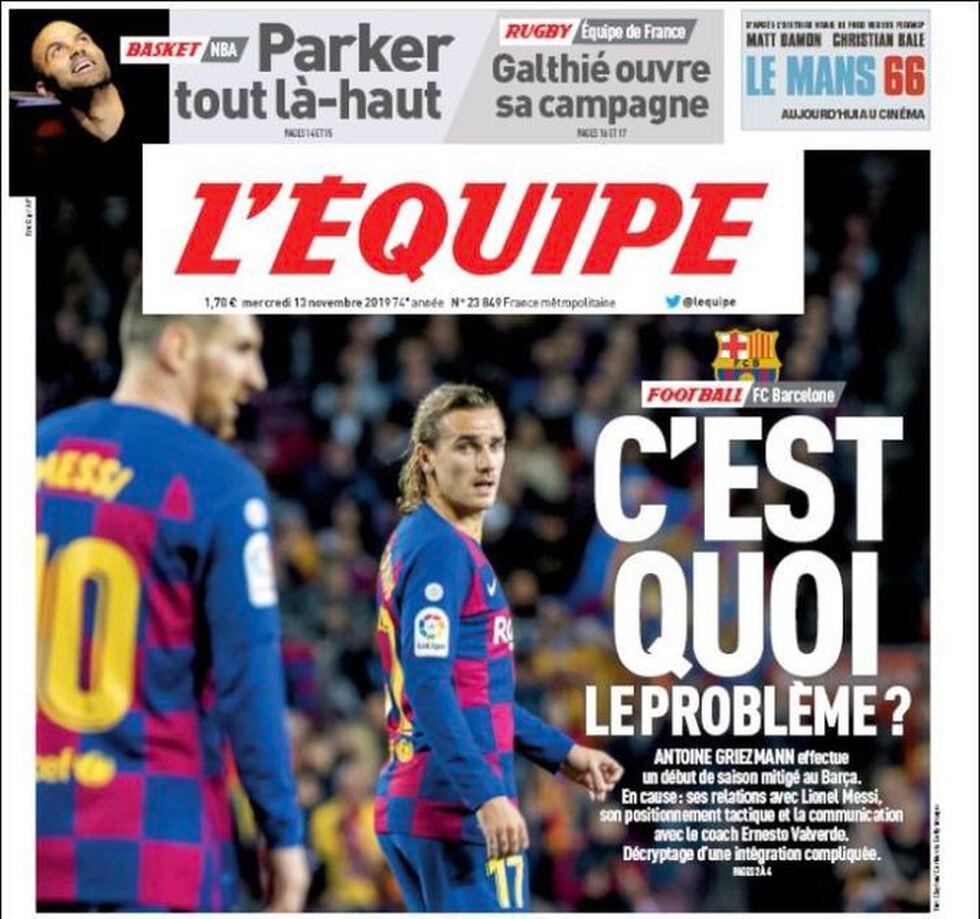 La portada de L'Equipe sobre Griezmann.
